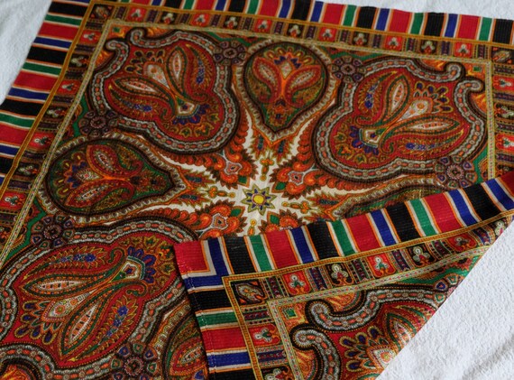 Motley patterned shawl multicolor head / neck scarf vintage | Etsy