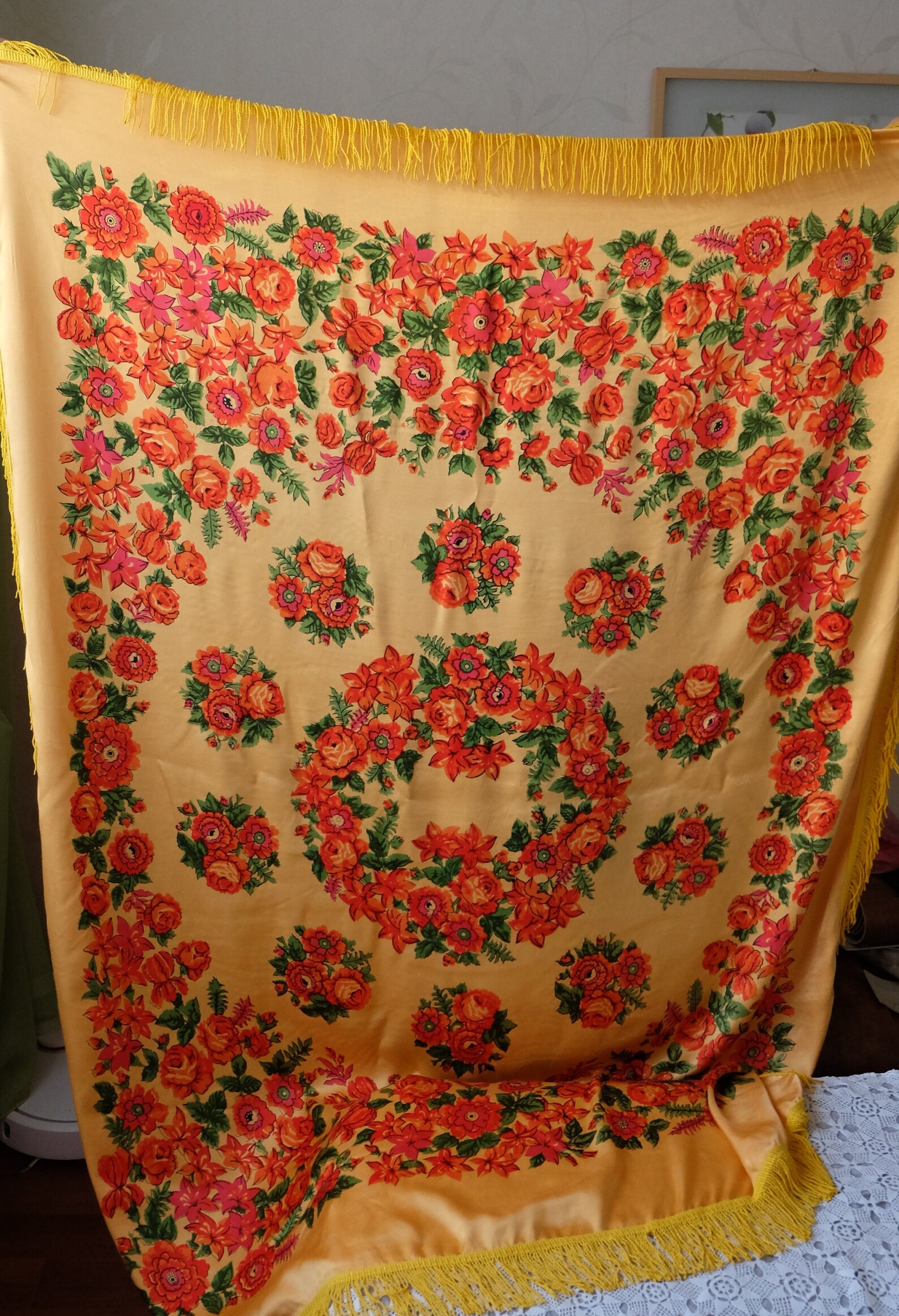 Vintage Tablecloth satin satiny silk touch table cloth table Etsy