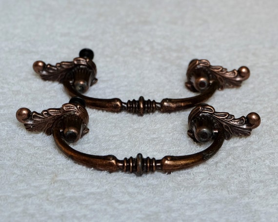 Drawer Handles 2 Vintage Commode Handles Retro Bureau Pulls Etsy