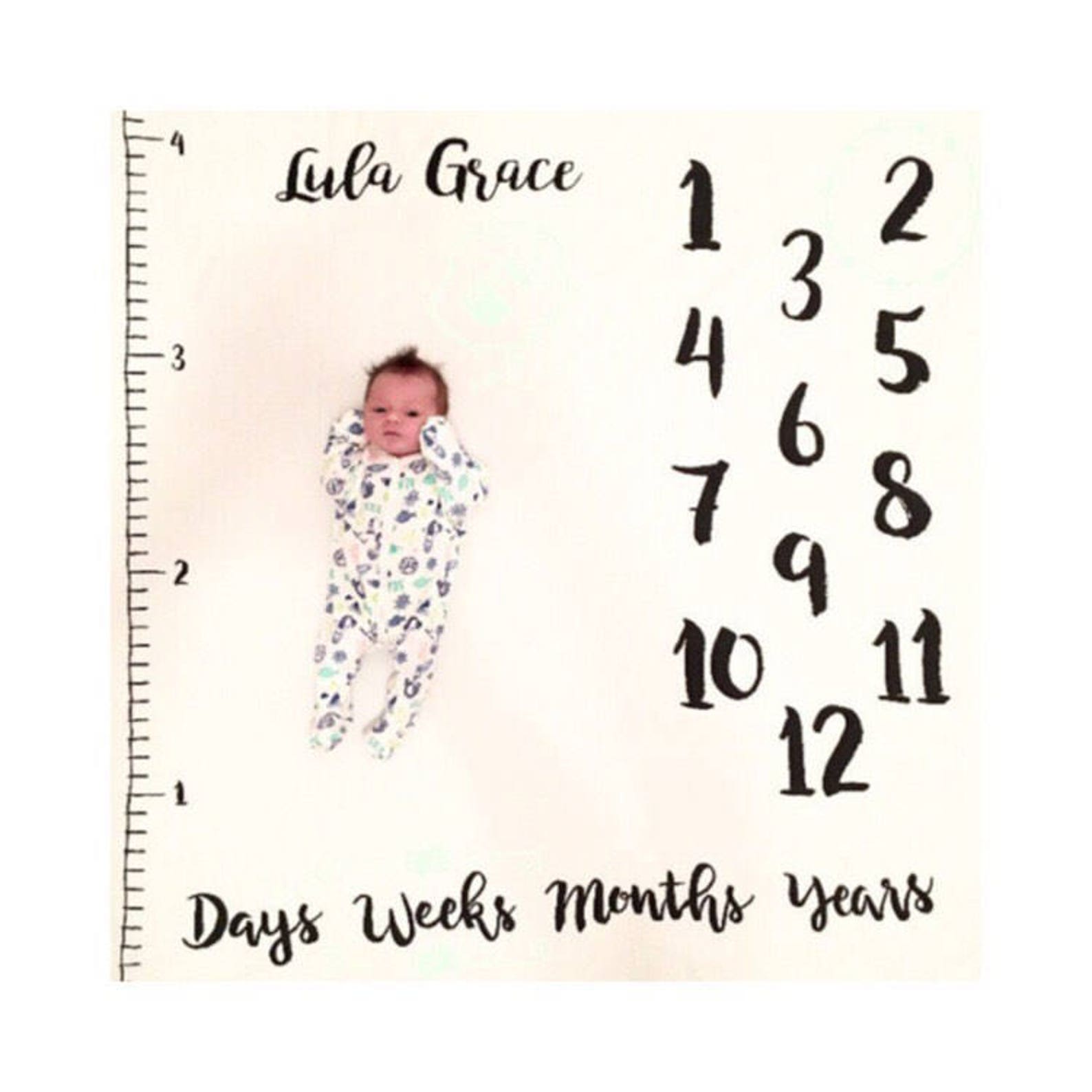 Baby Milestone Blanket Age Growth Hand Drawn Baby Monthly Etsy Canada