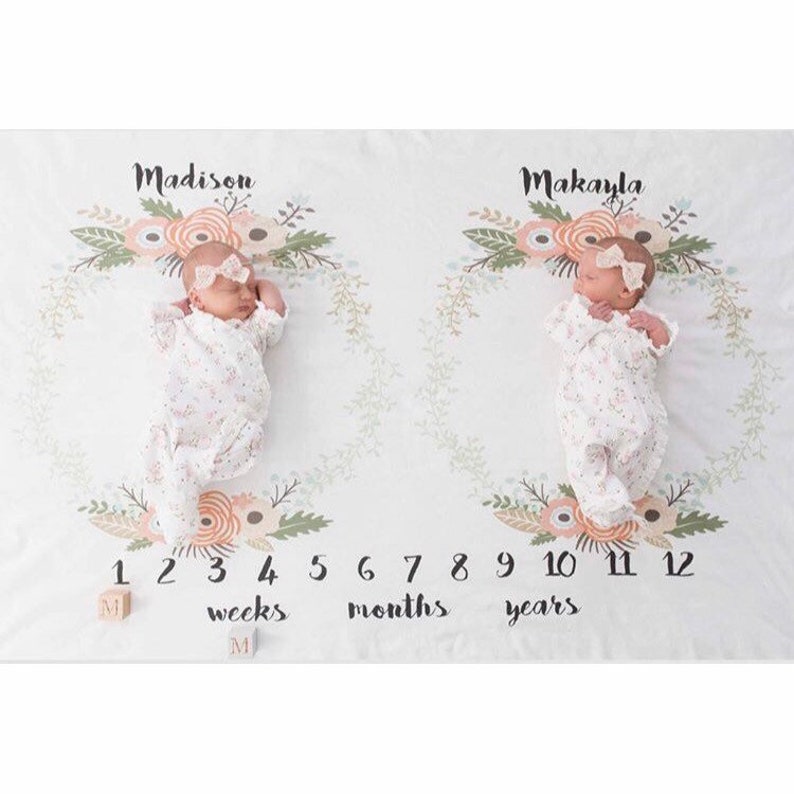 Milestone Blanket for Twins Baby Milestone Blanket Etsy