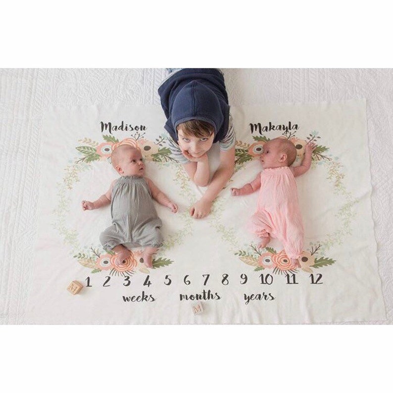 Milestone Blanket for Twins Baby Milestone Blanket Etsy