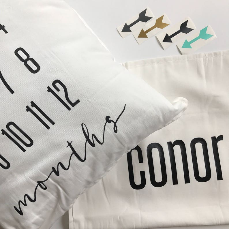 Milestone Pillow Milestone Bedding name pillow Baby Monthly Etsy