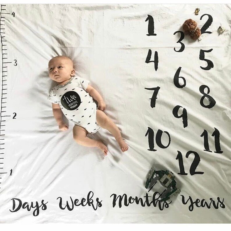 Baby Milestone Blanket Age Growth Hand Drawn Baby Monthly Etsy Canada