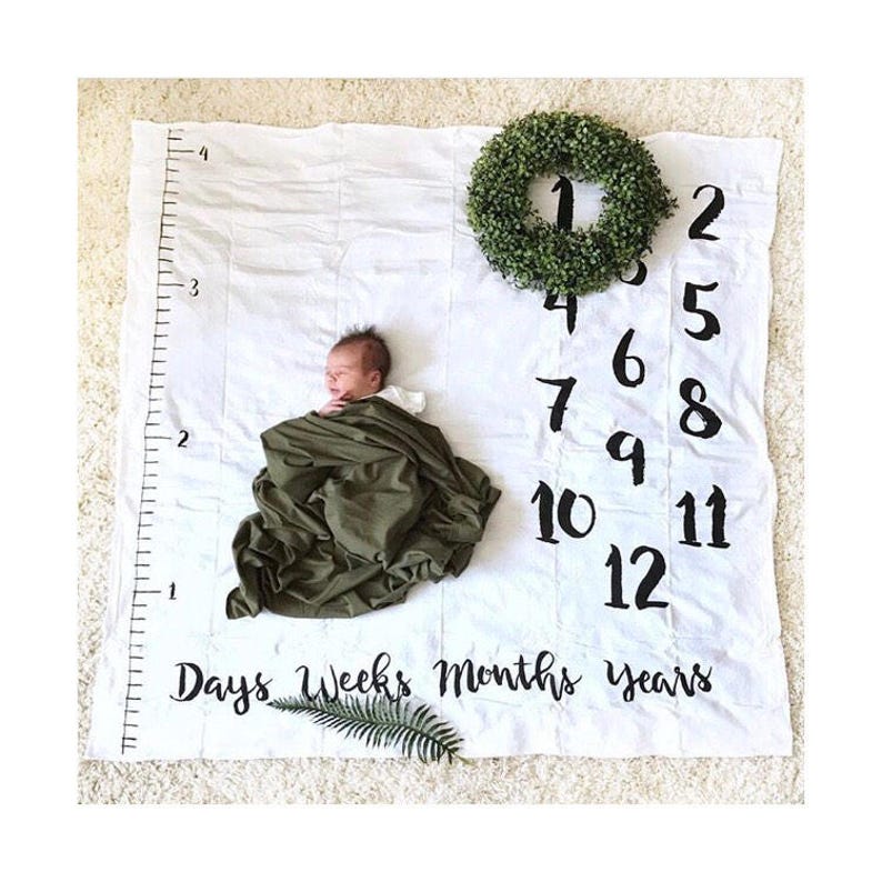 Baby Milestone Blanket Age Growth Hand Drawn Baby Monthly Etsy Canada