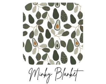 Minky Baby Blanket, Avocado Blanket, Neutral Blanket, Minky Blanket, Baby Gift, Custom Blanket, Baby Bedding/ Avocado Garden on White