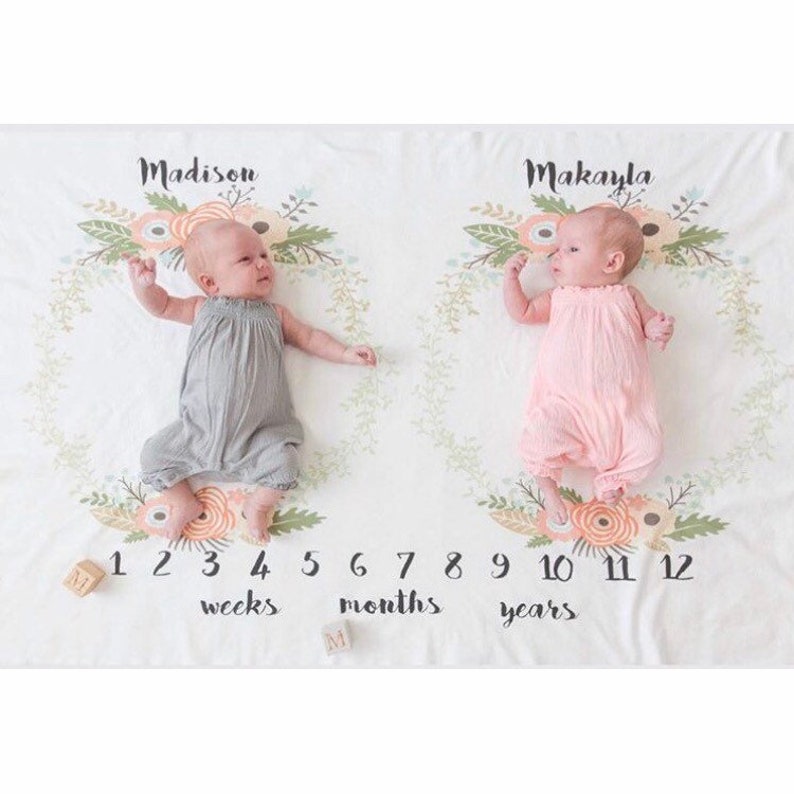 Milestone Blanket for Twins Baby Milestone Blanket Etsy