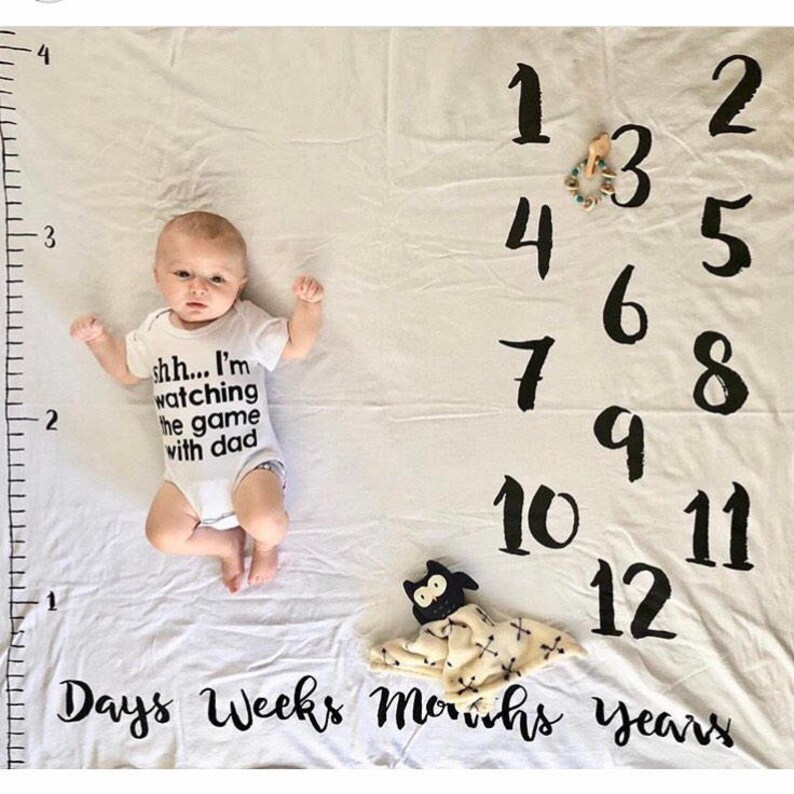 Baby Milestone Blanket Age Growth Hand Drawn Baby Monthly Etsy Canada