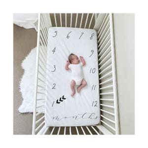 Ropa de cama Milestone, Sábana de cuna Milestone, Almohada Milestone, Ropa de cama Milestone, Hitos mensuales del bebé, Manta Milestone, accesorio fotográfico para recién nacidos