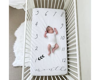 Milestone Bedding, Milestone Crib Sheet, Milestone Pillow ,Milestone Bedding, Baby Monthly Milestones, Milestone blanket, newborn photo prop