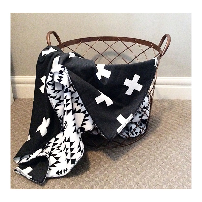 2 in 1 REVERSIBLE blanket black and white baby blanket plus Etsy