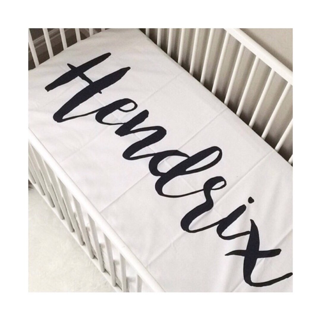 PERSONALIZED CRIB SHEET, Black and White Crib Sheet, Fitted Sheet, Baby