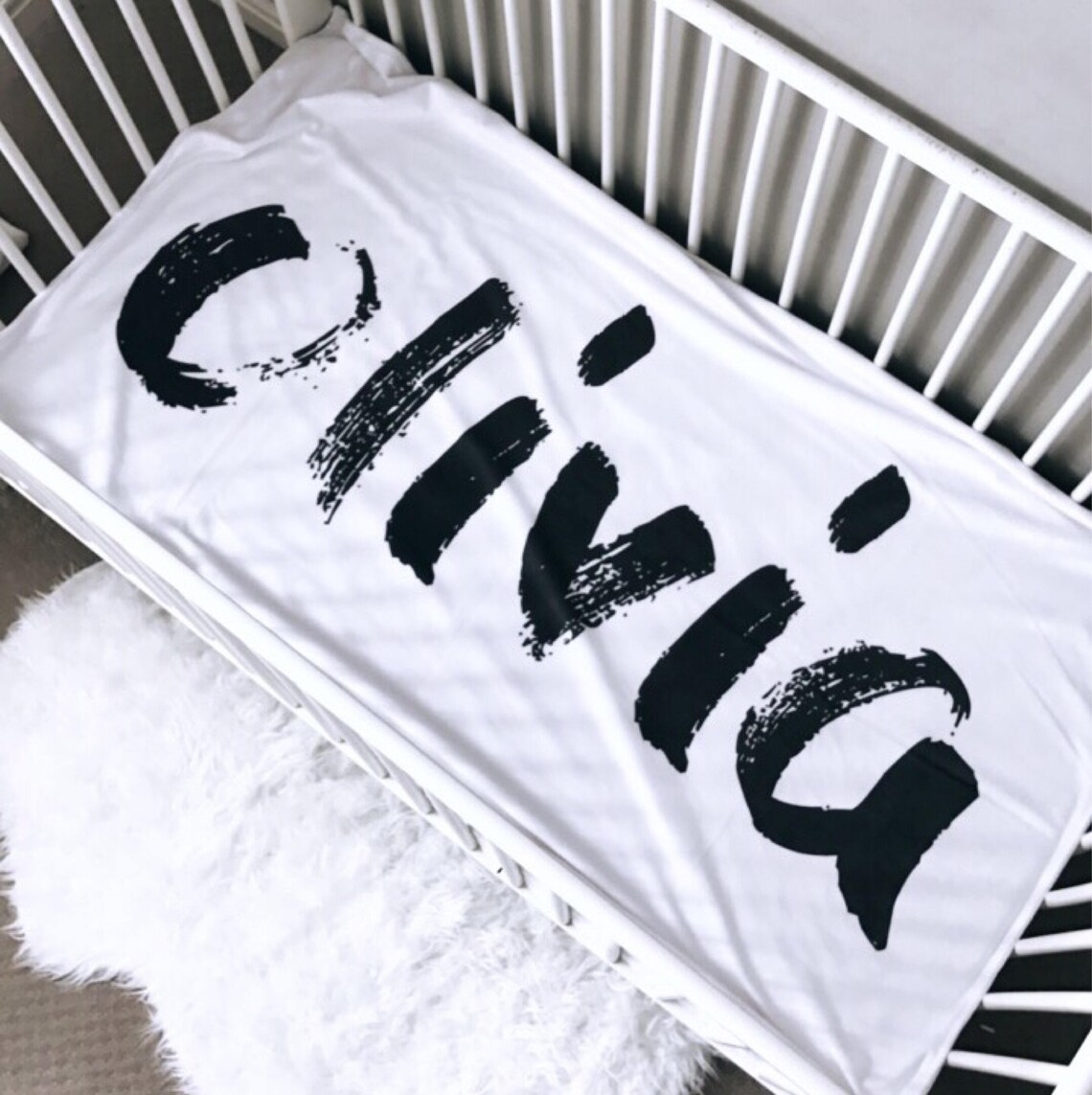 PERSONALIZED CRIB SHEET black and white crib sheet fitted Etsy