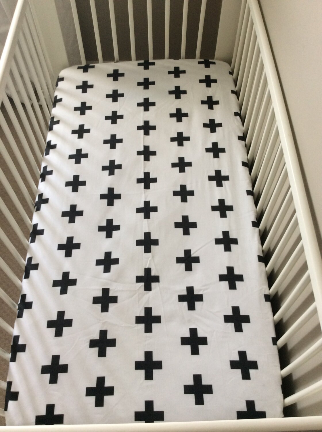 Sale Modern Black and White Fitted Crib Sheet in Large Crosses, Plus ...