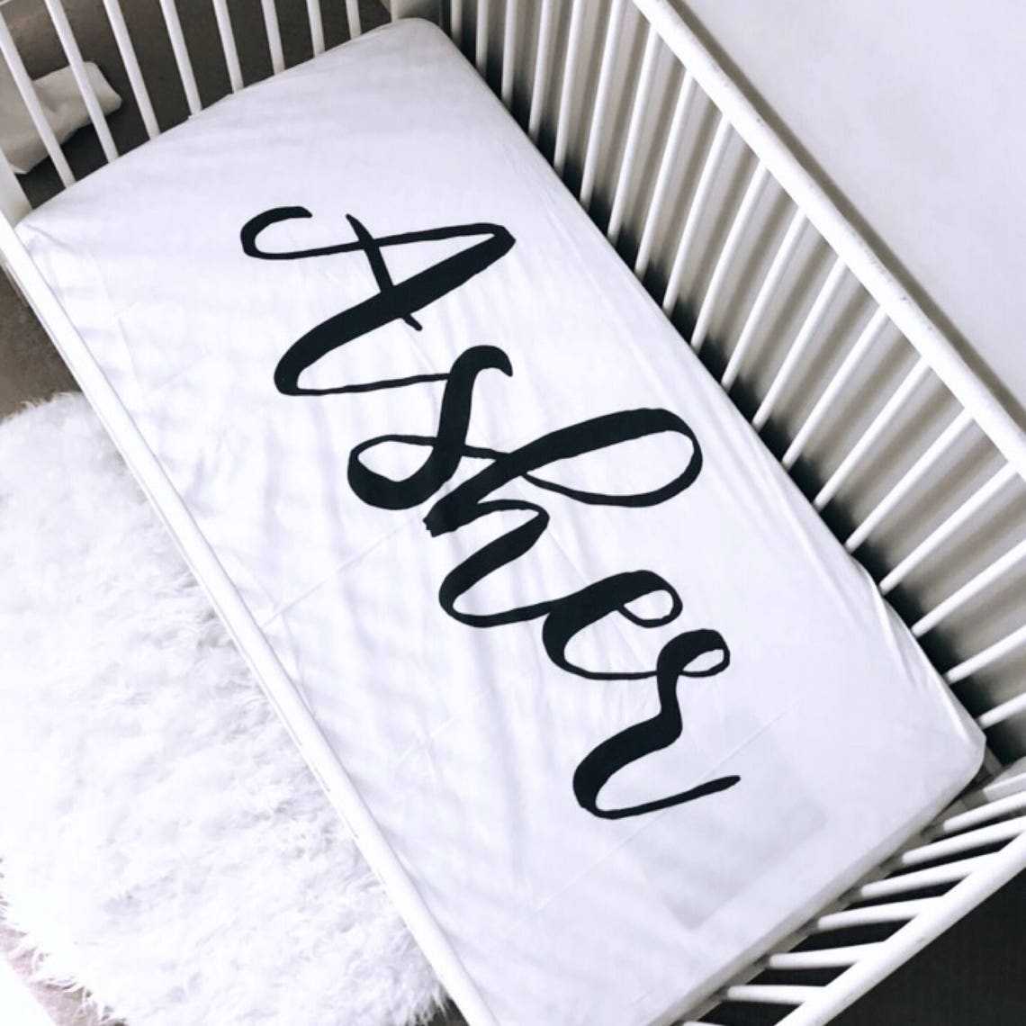 PERSONALIZED CRIB SHEET black and white crib sheet fitted Etsy