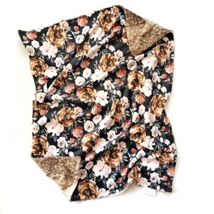 Floral Minky Baby Blanket, Dark Floral Blanket, Baby Girl Blanket, Minky Blanket, Baby Gift, Custom Blanket, Girls Bedding