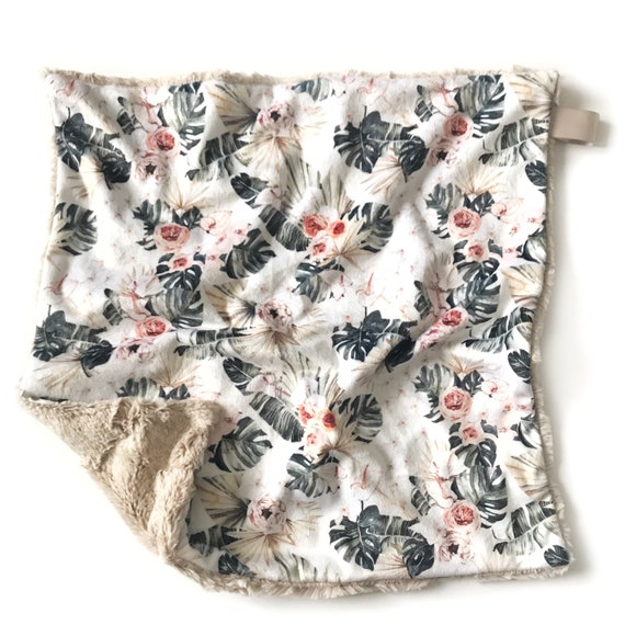 Lovey Blanket Lovie Palm Floral Blanket Security Blanket Floral Baby Blanket Travel Blanket Baby Gift Nursery Decor Minky Blanket Etsy Canada