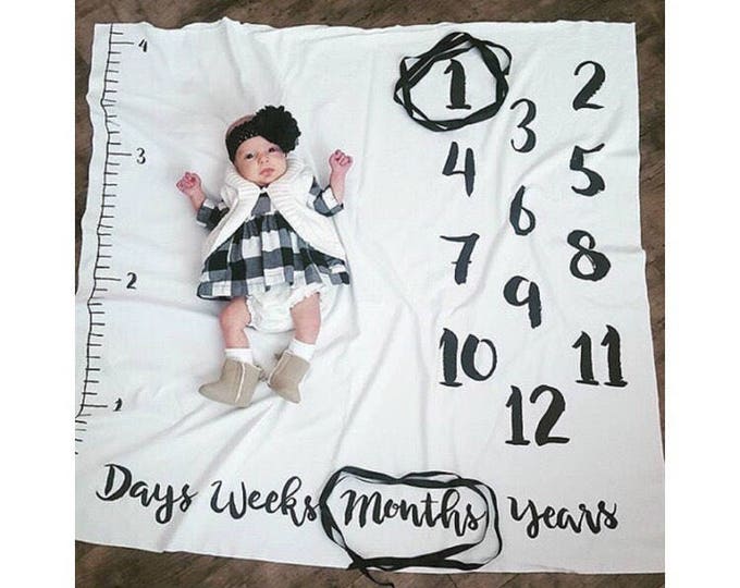 Milestone Blanket, Monthly Milestone Blanket, Age Blanket, Baby Blanket, Newborn Photo Prop