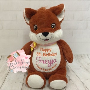 Cubbies Fox, personalised teddy bear, great birthday gift for kids, personalized stuffie, baby gift, signature range
