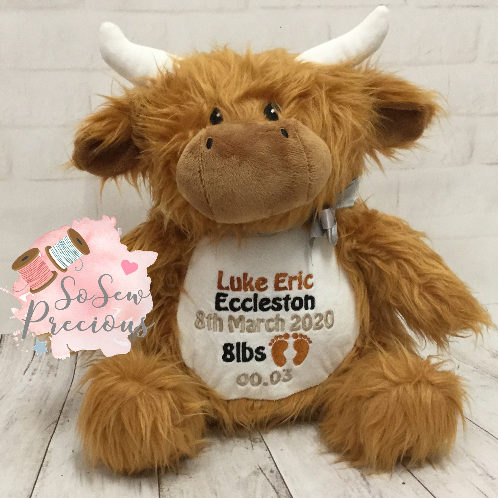 Personalised Highland Cow Teddy Bear Birthday Gift Boy or Etsy UK