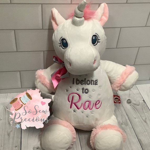 Doudou personnalisé licorne Rose, Cadeaux de naissance personnalisés