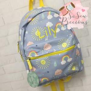 Personalised Child's Sunshine Backpack Rucksack, Personalized Bag, school nursery