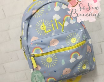 Personalised Child's Sunshine Backpack Rucksack, Personalized Bag, school nursery