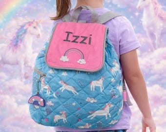 Zaino personalizzato Stephen Joseph Rainbow Unicorn, borsa per l'asilo nido, qualsiasi nome, ricamato, borsa per la scuola personalizzata