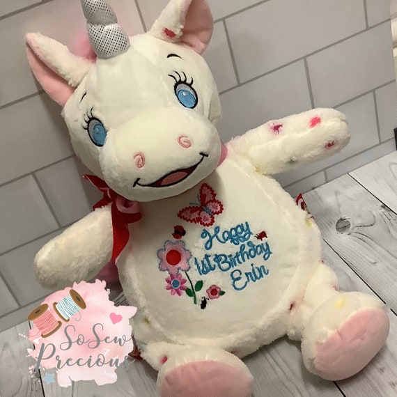 Peluche Licorne Enfants Cadeaux Coussin Doudou Animal Fluffy pour Fille  (Bleu)