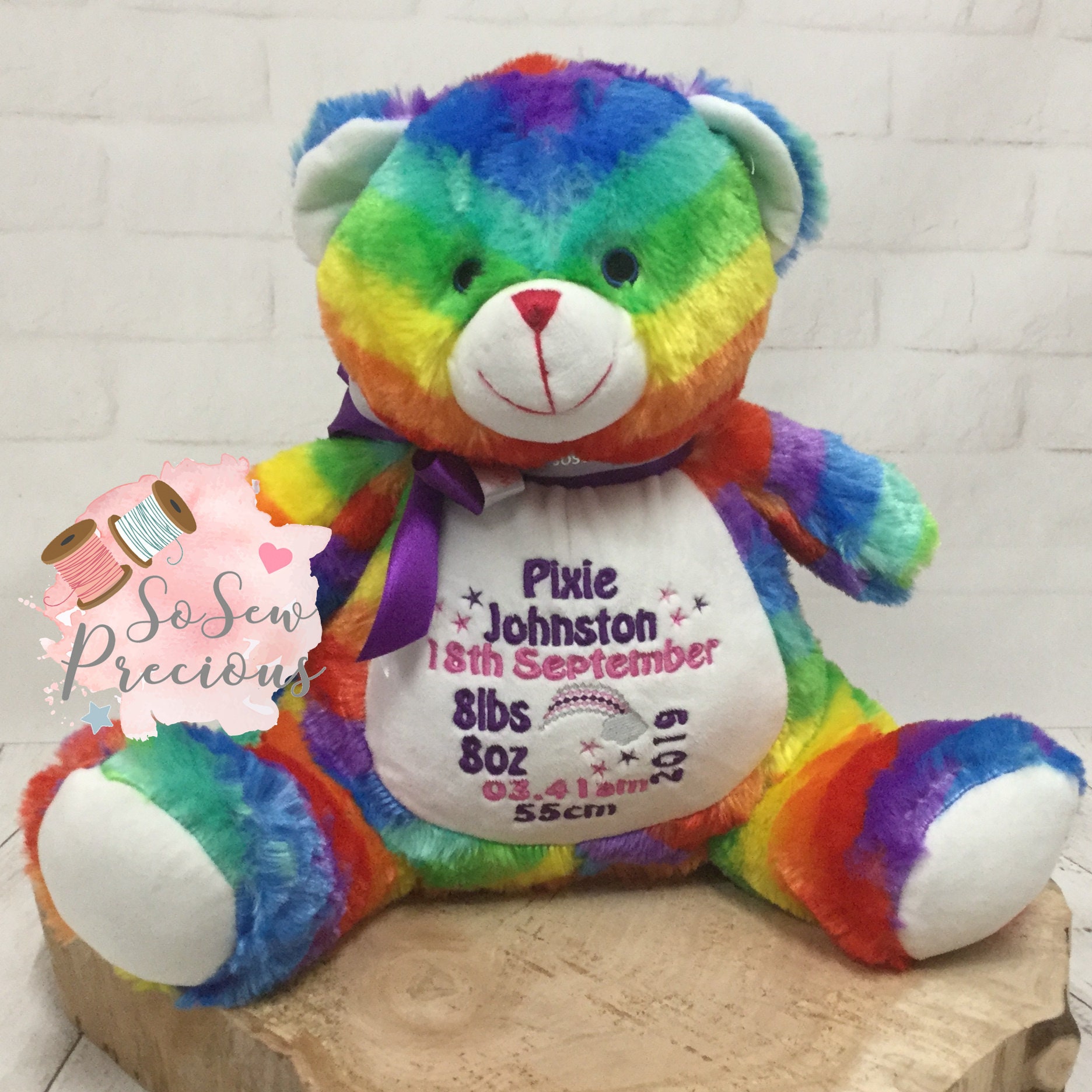 teddy with birth details
