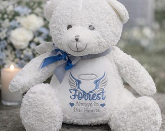 Gepersonaliseerde engelteddybeer, geborduurd gedenkteken