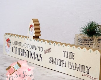 Christmas personalised family countdown houses block, personalized any name, advent calendar