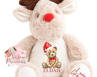 Personalised Reindeer Teddy, Cuddly Toy, New Baby Gift, Soft Toy, 1st Christmas, Custom Toy, Birthday, Christmas