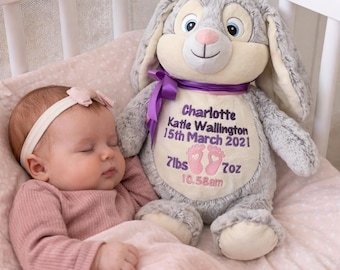 Personalized Embroidered Bunny Cubbie, New Baby Keepsake, Christening Gift, personalised teddy bear