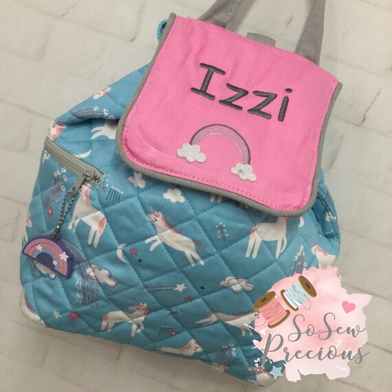 Personalised Stephen Joseph Rainbow Unicorn Backpack, School