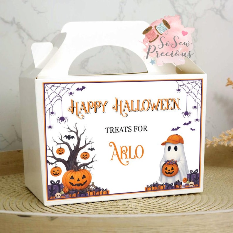 Personalised Halloween Boy Ghost Gift Treat Box, Personalized - Etsy UK