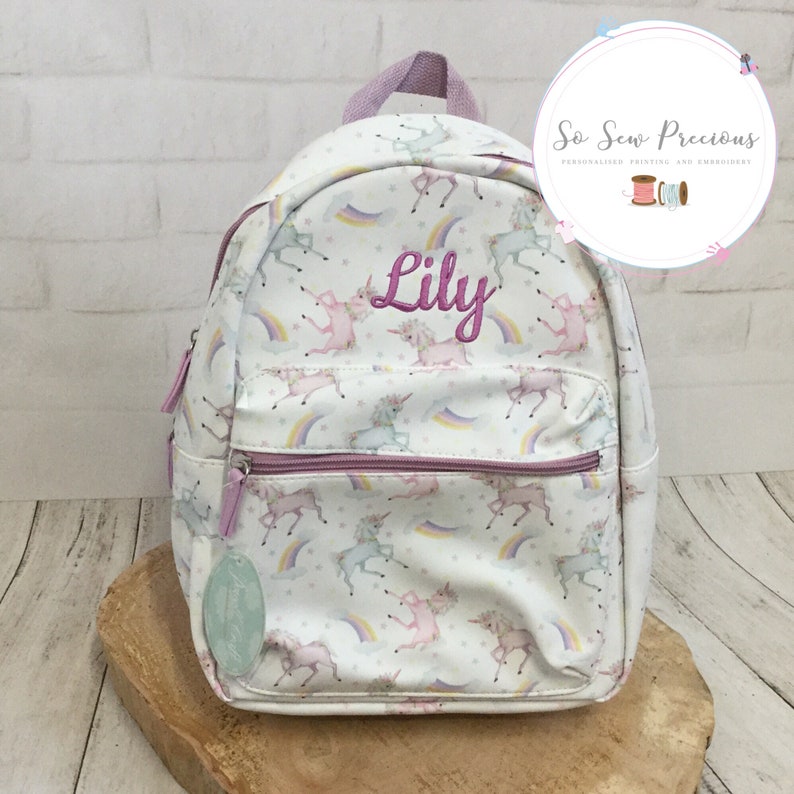 school nursery Personalized Bag Personalised Child/'s Unicorn Backpack Rucksack