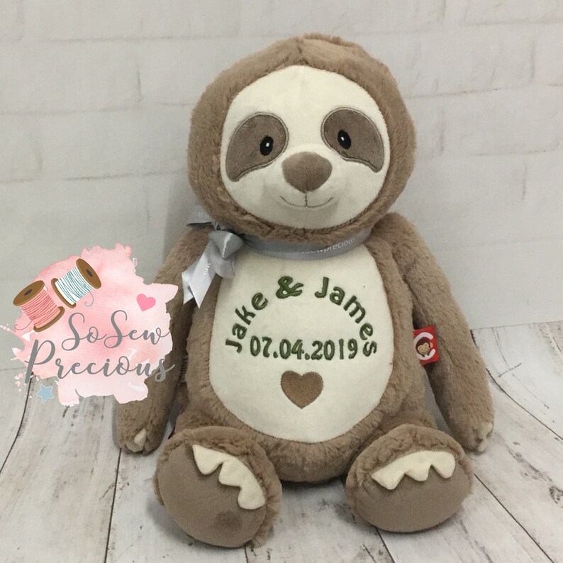 personalised sloth teddy
