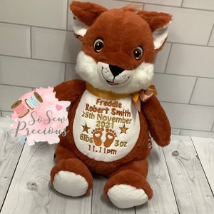 Cubbies Fox, personalised teddy bear, great birthday gift for kids, personalized stuffie, baby gift, signature range