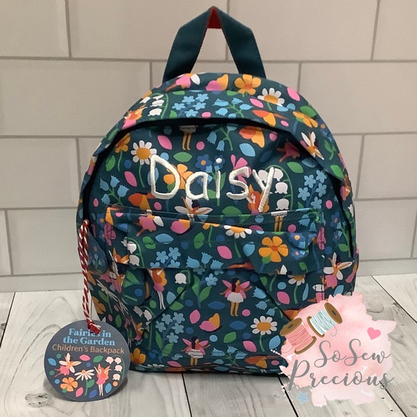 Personalised Child's Mini Backpack Rucksack, Fairies Personalized Bag, nursery school