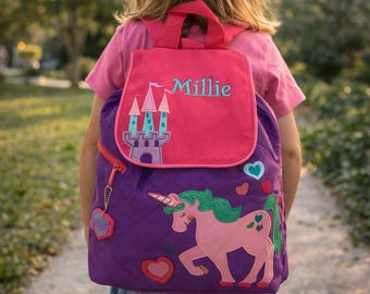 Zaino Stephen Joseph, borsa per la scuola materna, personalizzato, ricamato, rosa bambina, unicorno, borsa personalizzata