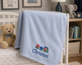 Personalised Baby Blanket, embroidered, any design,  fleece fabric personalized baby gift