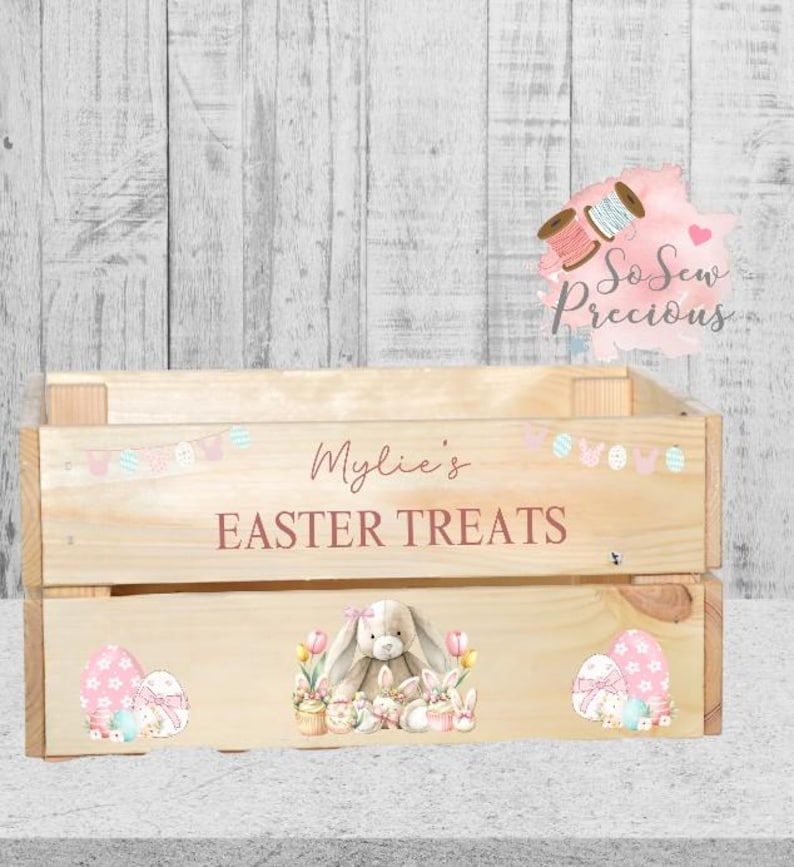 Custom Easter Box Personalised Easter Crate | Custom Box | Easter Bunny Basket | Kids ...