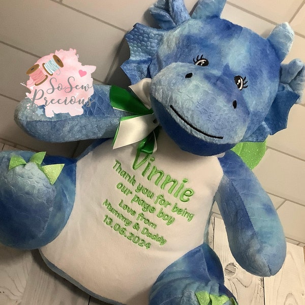 Personalised Dragon Teddy Bear, birthday Gift, Boy or Girl , Christening Teddy, 1st birthday, personalized stuffie