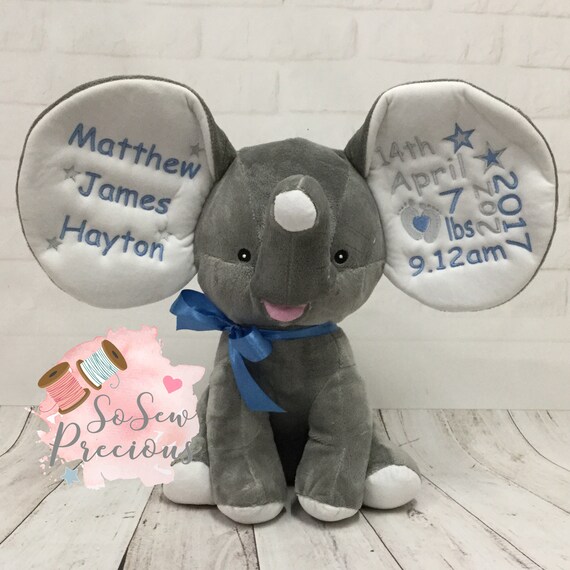 elephant personalised teddy