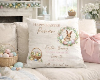 Personalised Easter Reading Pocket Cushion, personalized kids gift , story book cushion