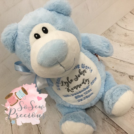 PERSONALISED Soft TEDDY Bear Pink Blue Boy Girl BABY Gifts For BIRTHDAY Newborn 