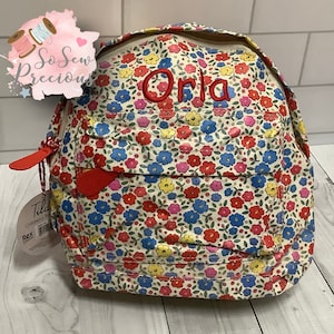 Personalised Child&#39;s Mini Backpack Rucksack, Flowers  Personalized Bag, nursery school