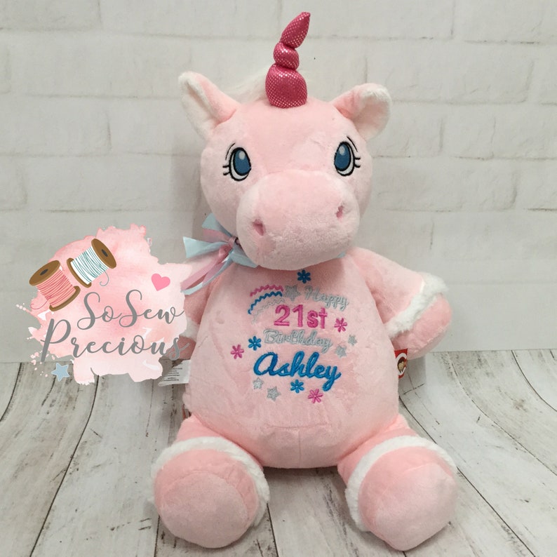 Personalised Unicorn Teddy Bear Embroidered Custom Cubbies Etsy UK
