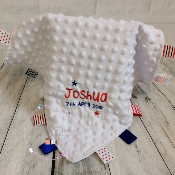 personalised taggie blanket